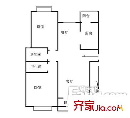 安凱集團(tuán)宿舍（安凱小區(qū)）2室 戶型圖