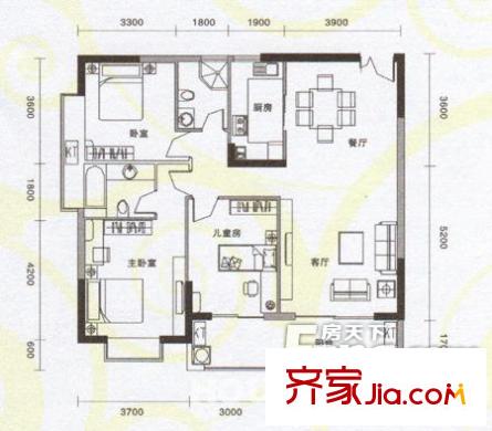 軸承新村 3室 戶型圖