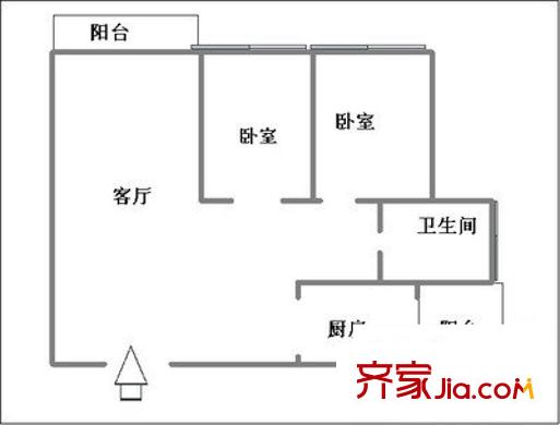 汽修小區(qū) 2室 戶型圖
