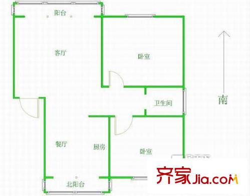 合肥學(xué)院教師宿舍樓 2室 戶型圖