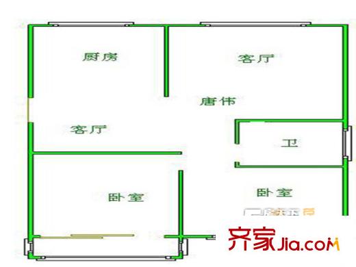合肥學(xué)院教師宿舍樓戶型圖1 2室2廳1衛(wèi)1廚