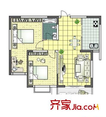 合肥學(xué)院教師宿舍樓 2室 戶型圖