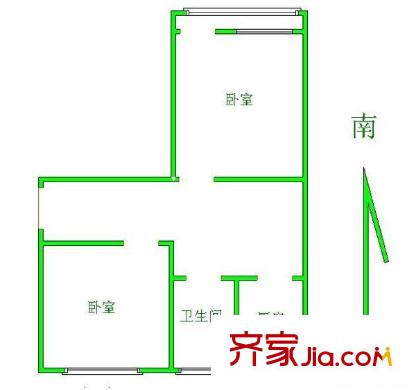 汽修小區(qū) 2室 戶型圖