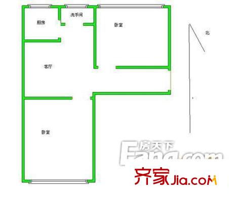 汽修小區(qū) 2室 戶型圖