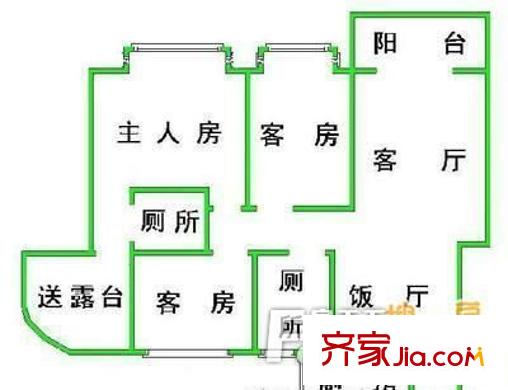 合肥學(xué)院教師宿舍樓戶型圖2 3室2廳1衛(wèi)1廚