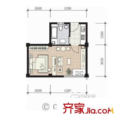 萬豪花園 1室 戶型圖