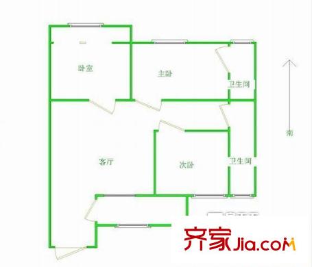 萬豪花園戶型圖20-2 2室2廳1衛(wèi)1廚
