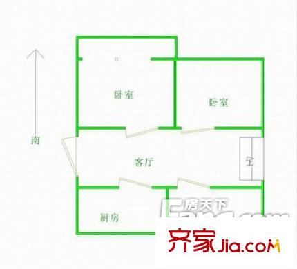絲綢新村 2室 戶型圖