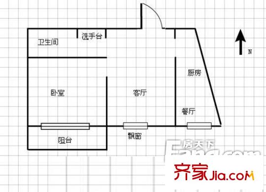 絲綢新村 1室 戶型圖