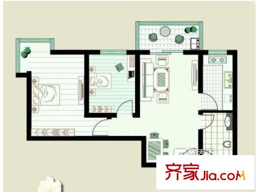 絲綢新村 2室 戶型圖