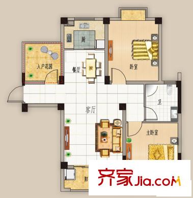 靜安新天地戶型圖高層G2A1戶型 2室2廳1衛(wèi)1廚