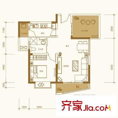 惠康小區(qū) 1室 戶型圖