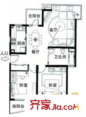 惠康小區(qū) 2室 戶型圖