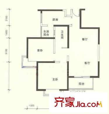 紅星家園 2室 戶型圖