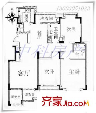 鳳凰城桂香堤岸 3室 戶型圖