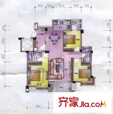 同和民康丹桂园 3室 户型图