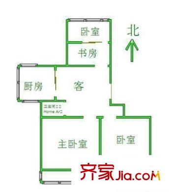 同和民康丹桂園戶型圖3 2室2廳1衛(wèi)1廚