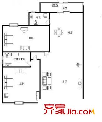 汪塘北村 2室 戶型圖