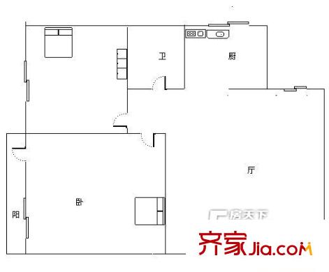 同和民康丹桂園戶型圖2 2室2廳1衛(wèi)1廚