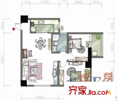 城市華庭戶型圖3室2廳1衛(wèi)1廚