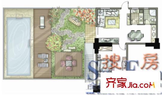 城市華庭戶型圖1室2廳1衛(wèi)1廚