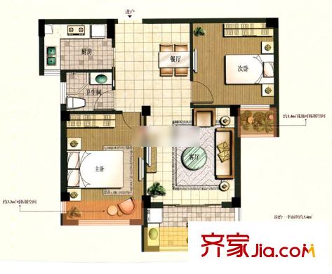 城市華庭 2室 戶型圖