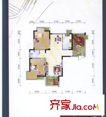 丹青花園戶型圖18-4 2室2廳1衛(wèi)1廚