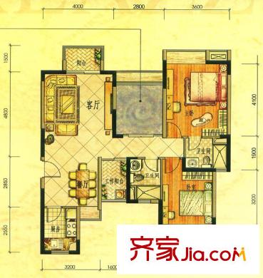 東?；?qǐng)@ 2室 戶型圖