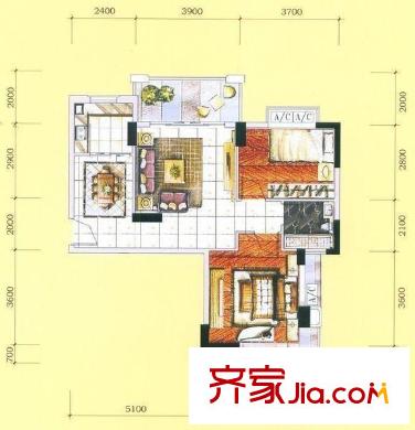 湖畔春天 2室 戶型圖
