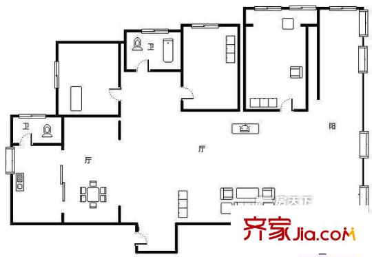 鴻興苑小區(qū) 3室 戶型圖