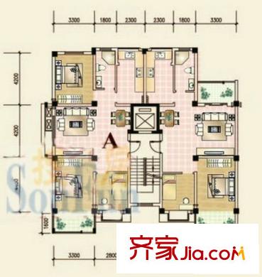 龍湖花園 3室 戶型圖