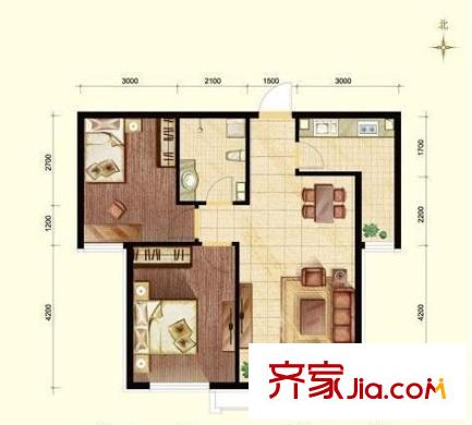 寧國新村 2室 戶型圖