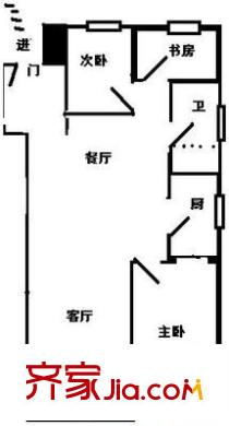 龍湖花園 3室 戶型圖