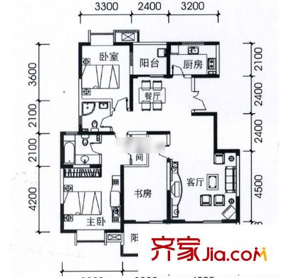 太陽島花園 3室 戶型圖