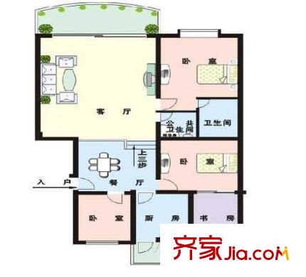 書香苑 3室 戶型圖