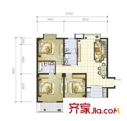 龍湖花園 3室 戶型圖
