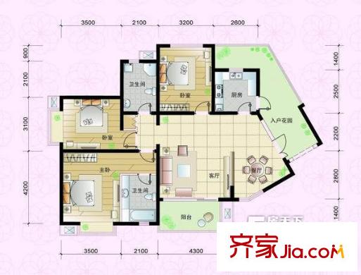 菱水苑 3室 戶型圖