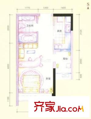 勝利新村 1室 戶型圖