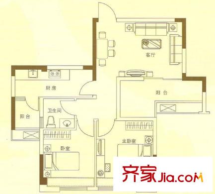 省直家園 2室 戶型圖