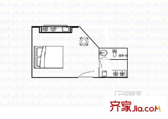 金安花園 1室 戶型圖