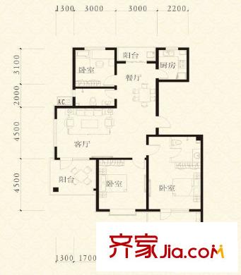 東航衛(wèi)崗小區(qū) 3室 戶型圖