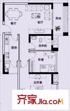 東航衛(wèi)崗小區(qū) 2室 戶型圖
