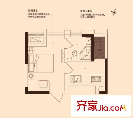 優(yōu)活華庭二期3號樓C5戶型 1室1廳1衛(wèi)1廚