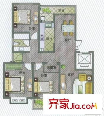 望湖城日桂苑 3室 戶型圖