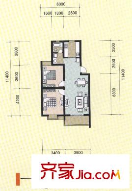 九獅水岸戶型圖13-1 3室2廳2衛(wèi)1廚