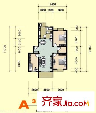 九獅水岸戶型圖13-5 3室2廳2衛(wèi)1廚