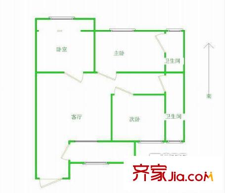 南崗郵電東村 3室 戶(hù)型圖