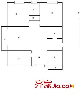 漕沖花園 3室 戶型圖