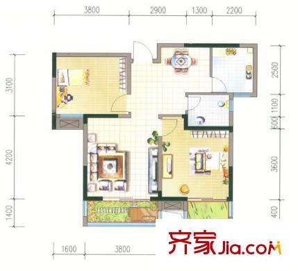 信達(dá)西山銀杏 2室 戶型圖