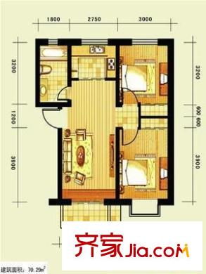 琥珀南村 2室 戶型圖